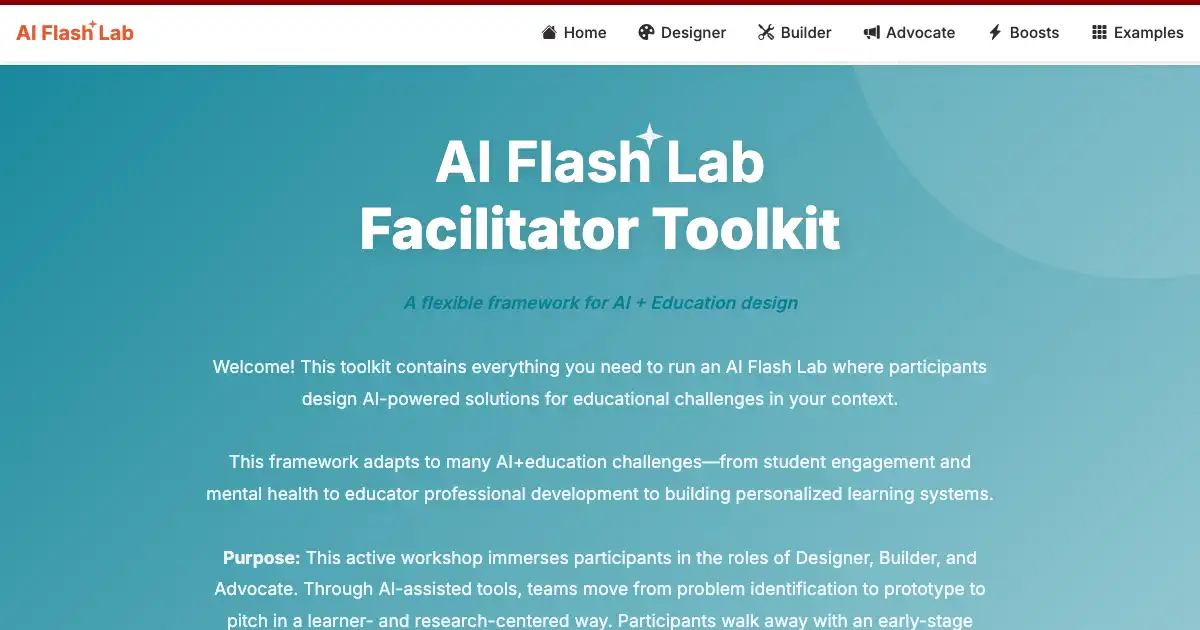 Flashlab Environment AI Flash Lab Facilitator Toolkit